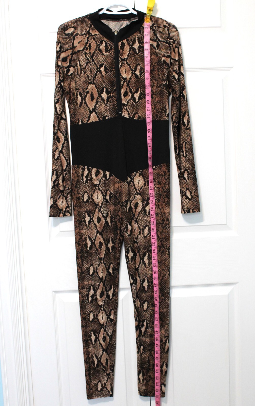 Sheer Snake Skin Pattern Unisex Catsuit for Dance, Size Large, Color Snake Skin