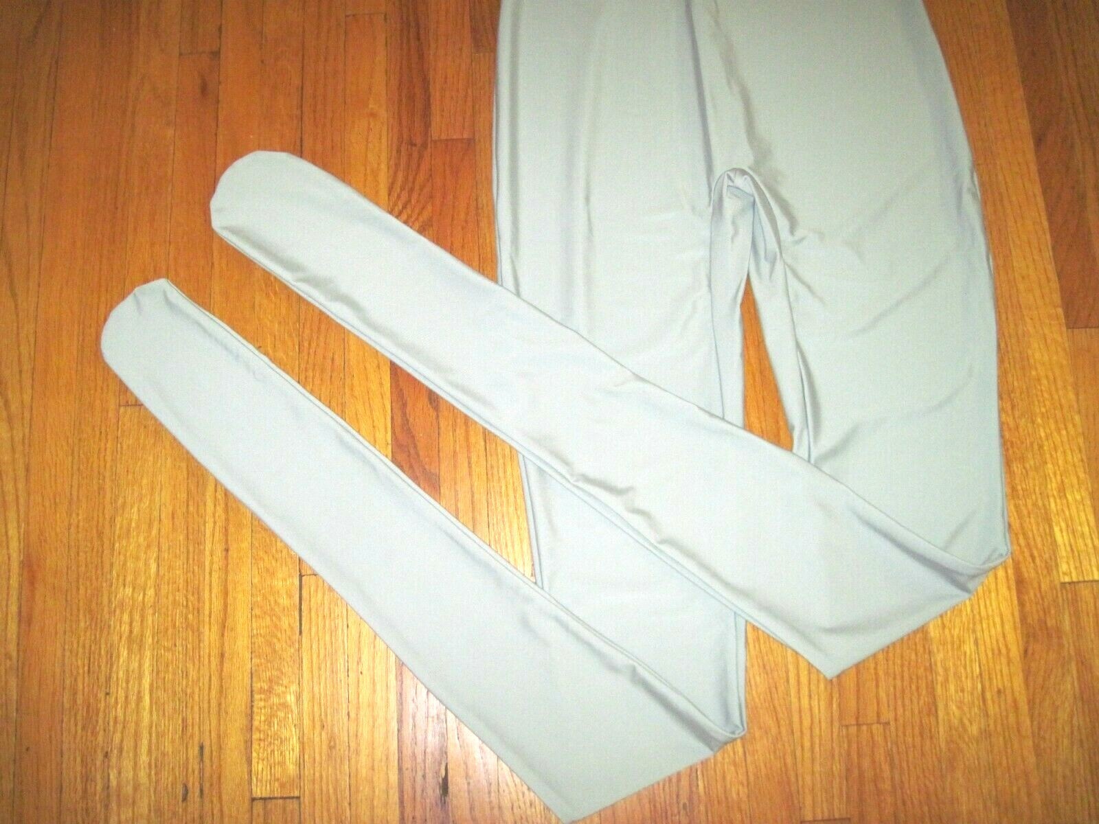 Plus Size Shiny Gray Long Sleeve Crew Neck Footed Unitard Jumpsuit 2XL-16-18 New