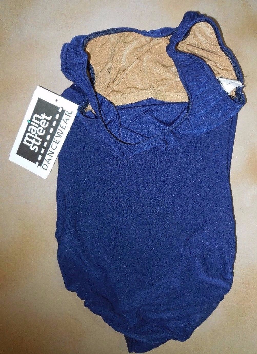 NWT Main Street Navy Blue Polyester Spandex Tank Leotard Dance Petite Adult