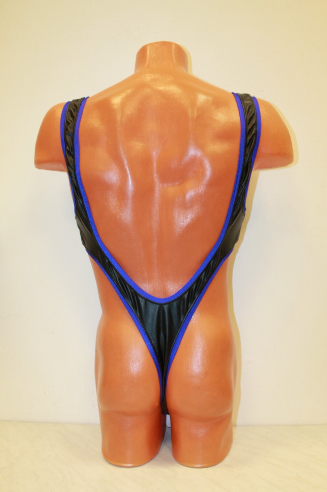Men Thong Leotard 153-50 Hole Crotch Spandex Leather-like and Edging Size XL