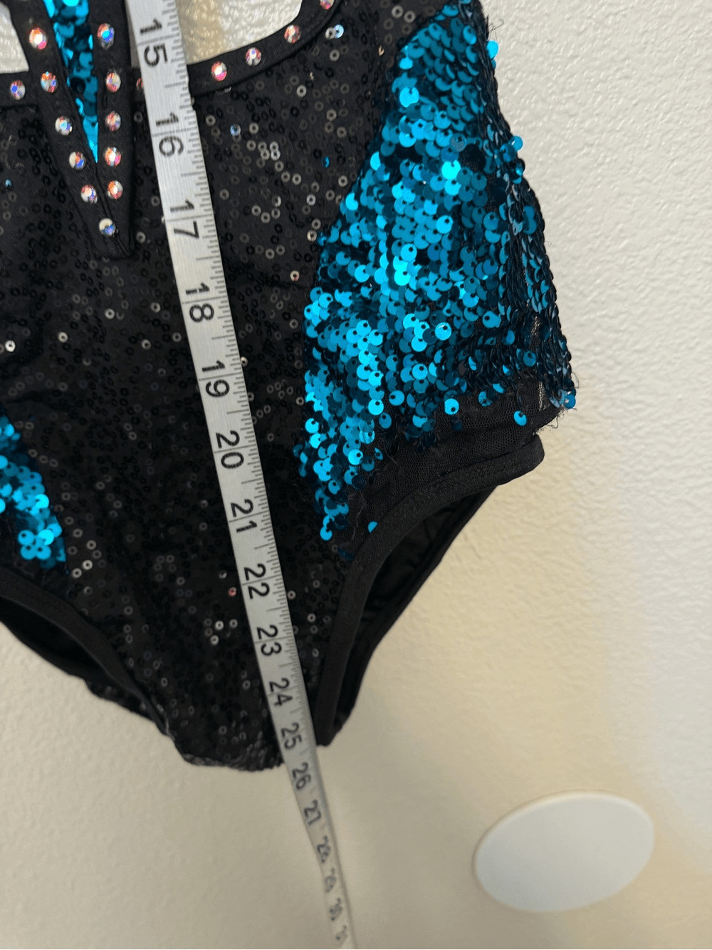 Glamour Solo Dance Costume Blue Black Embellish 5549 MA Adult Jazz Contemporary