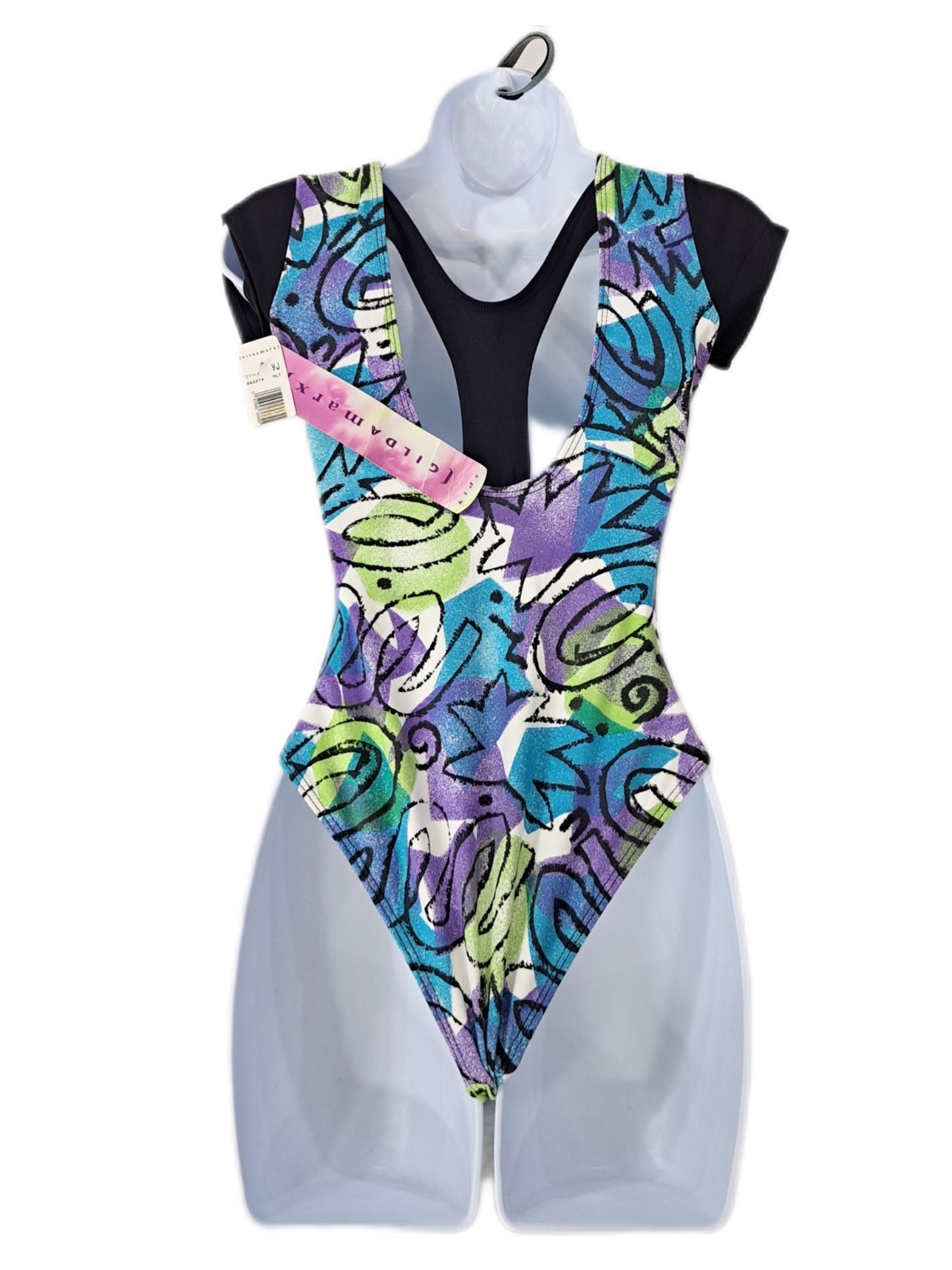 VTG Gilda Marx 80s Racerback Cotton Unitard Leotard Short Sleeve Size XS/S (Y/J)