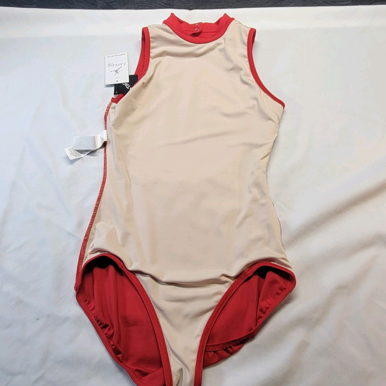 Capezio Studio Collection High Neck Leotard Red High Neck Snap Back SZ LA