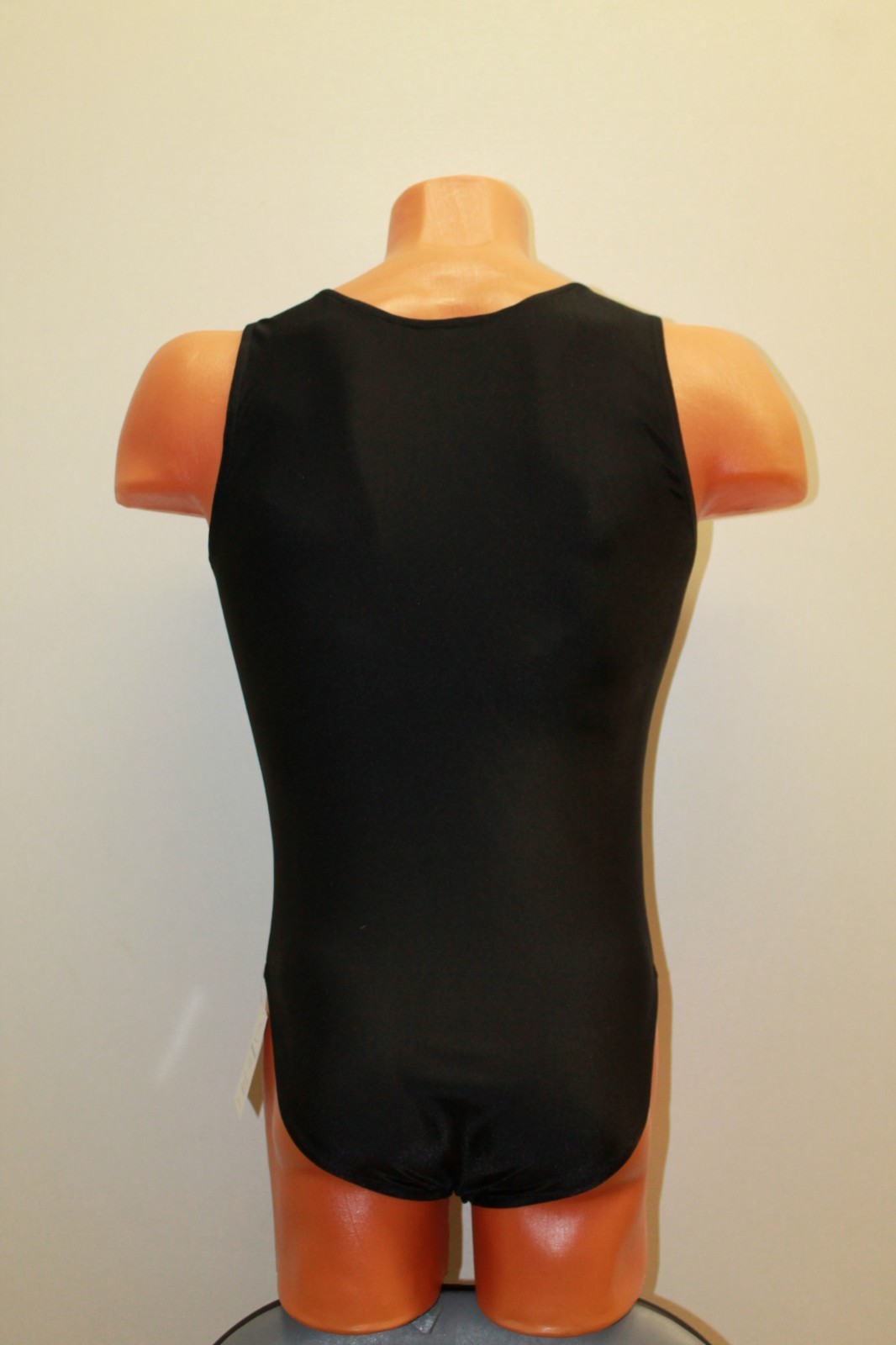 Men Leotard 150-52 Hole Crotch Bottom Full Closed Black Spandex Size L