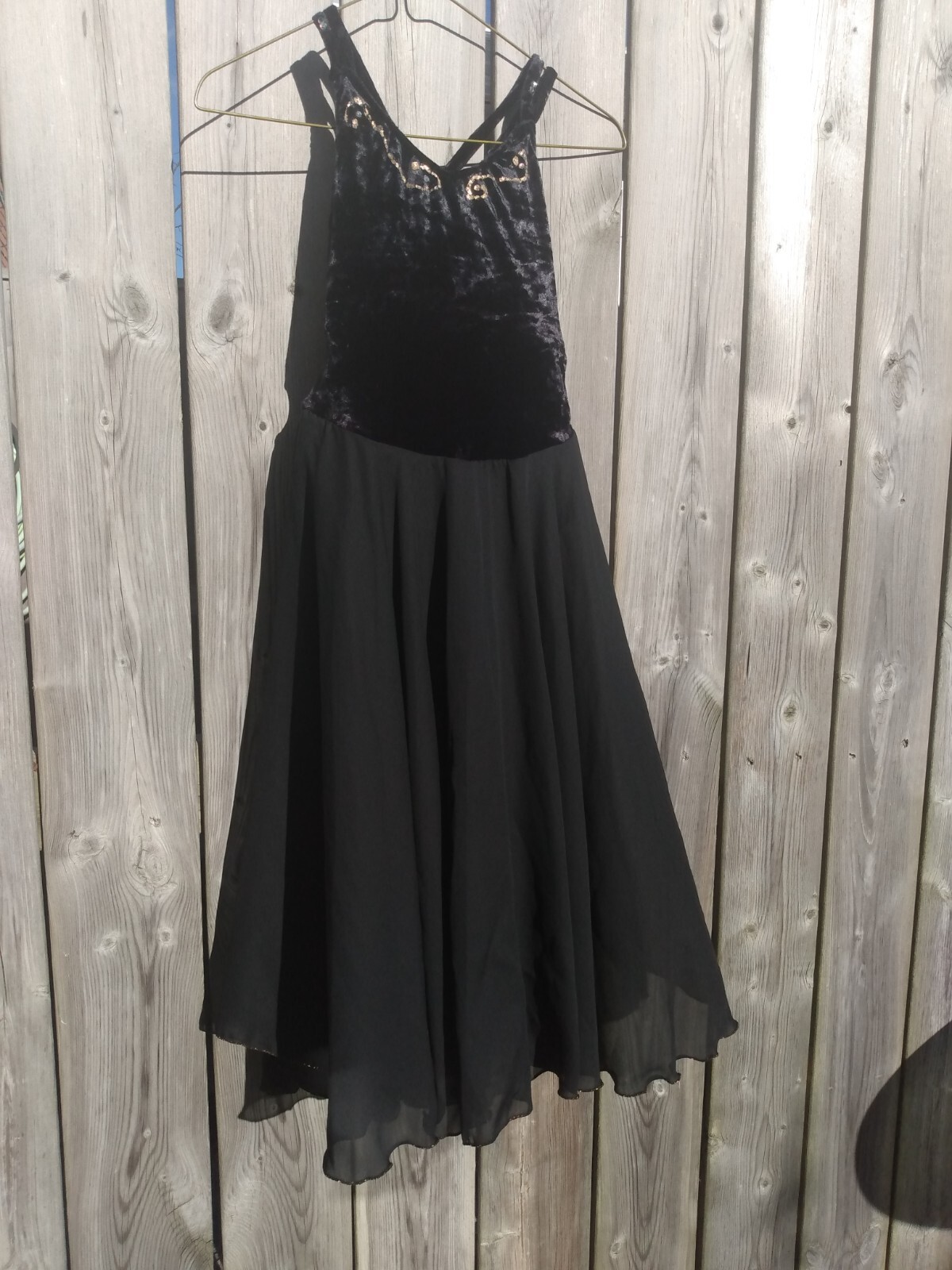 Black Dance Leotard Dress Velour Chiffon – Girl’s or Women’s Size