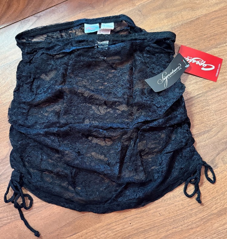 NWT Capezio #10319 Black Lace Dance Skirt Adult Small/Med & Large/XLarge Avail