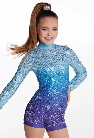 WEISSMAN Dance Costume biketard Blue Ombre Chained To The Rhythm 12051 Child MC