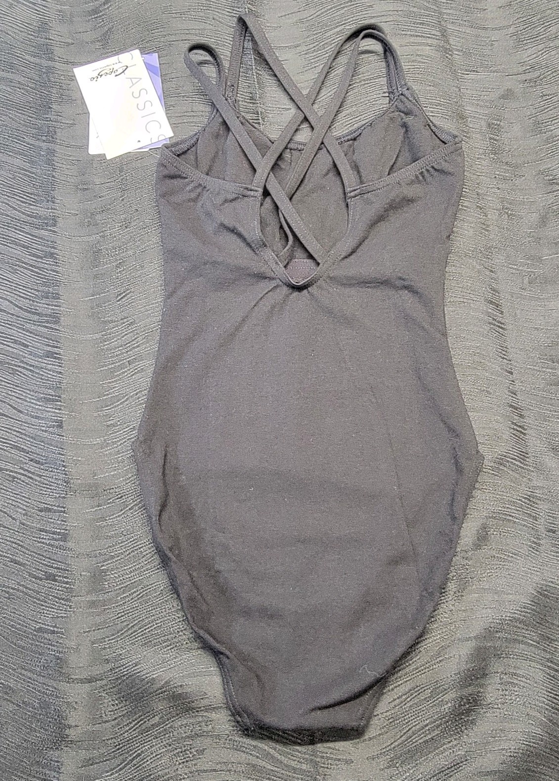 Capezio Double Strap Camisole Leotard Black Scoop Neck Crisscross Straps SZ XS-A