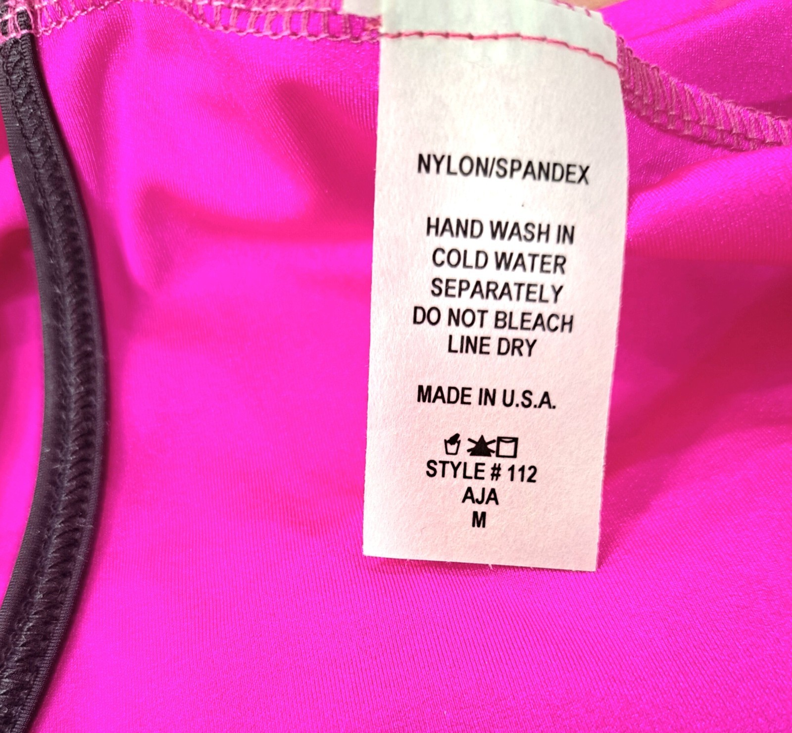 Aja VTG Hot Pink Side Cutout Keyhole Crossback Leotard Coolmax Bra Liner Size AM