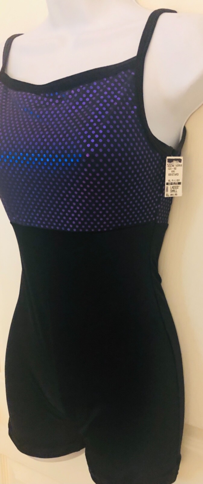 GK DANCE BIKETARD ADULT SMALL PASSION FOILED PRINT BLACK VELVET GYM CAMISOLE AS