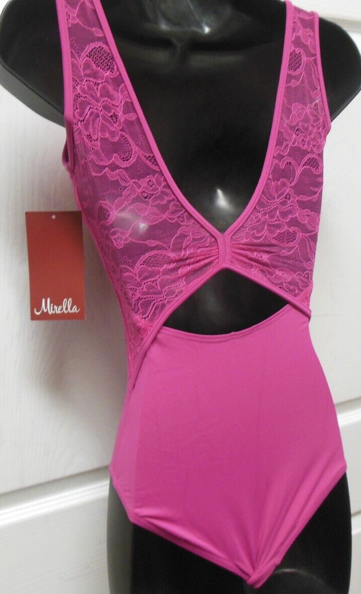 Dance Mirella lace overlap tank Petite adult M3083Lm Open Back