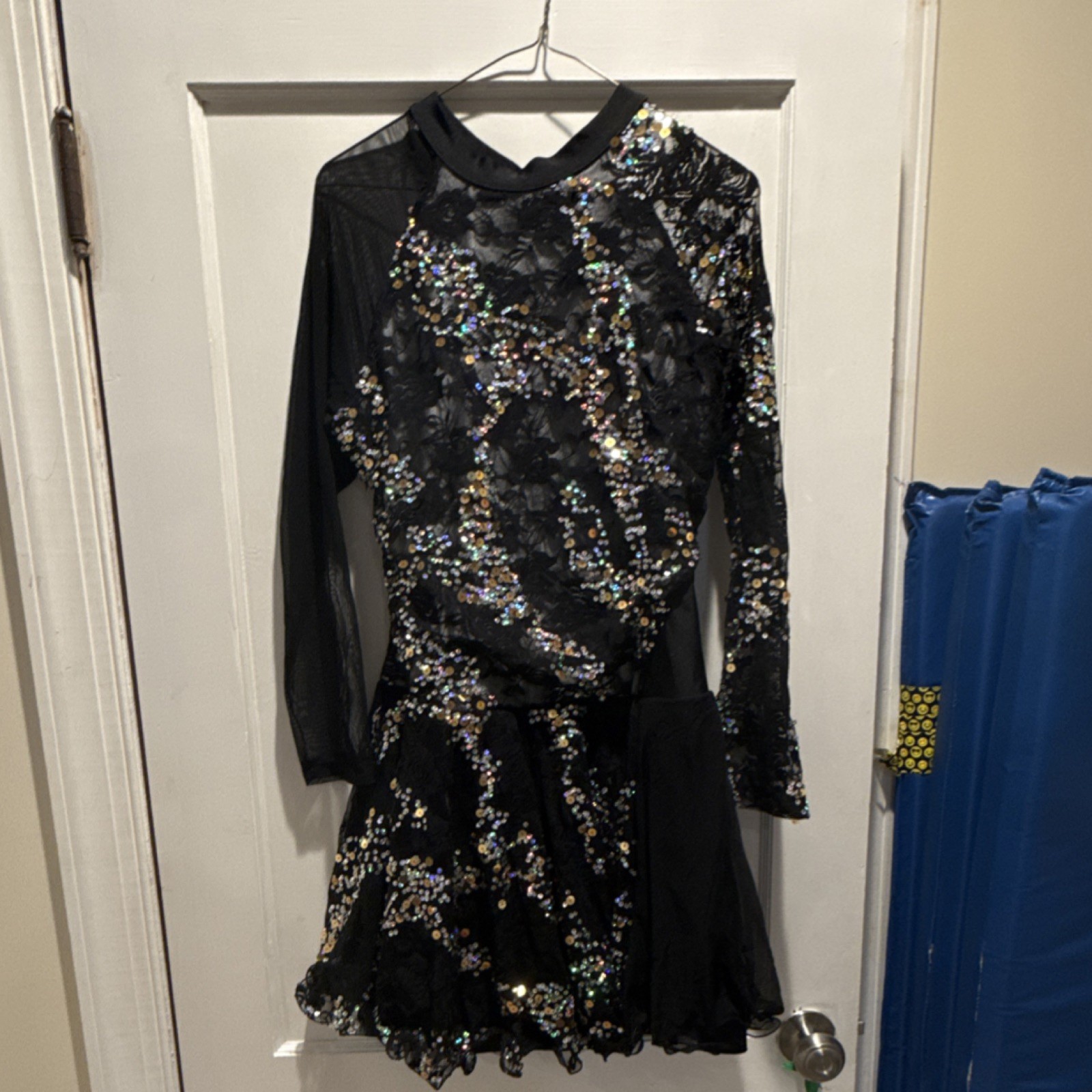 Revolution Women’s Black Sequined Long Sleeve Dance Leotard Costume RC20991