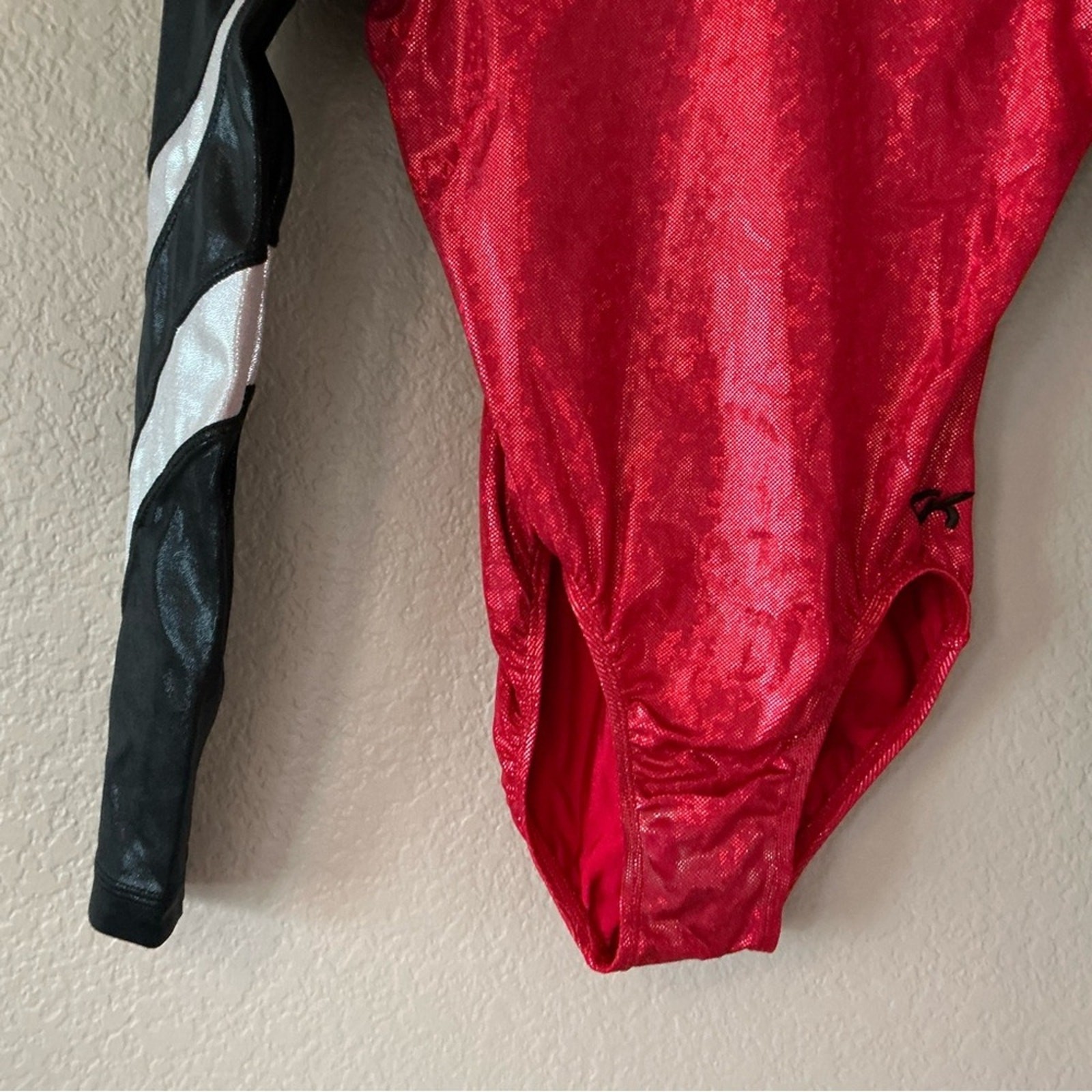 Women GK Elite Competition Gymnastic Leotard Black Red Stone Size AS Adult