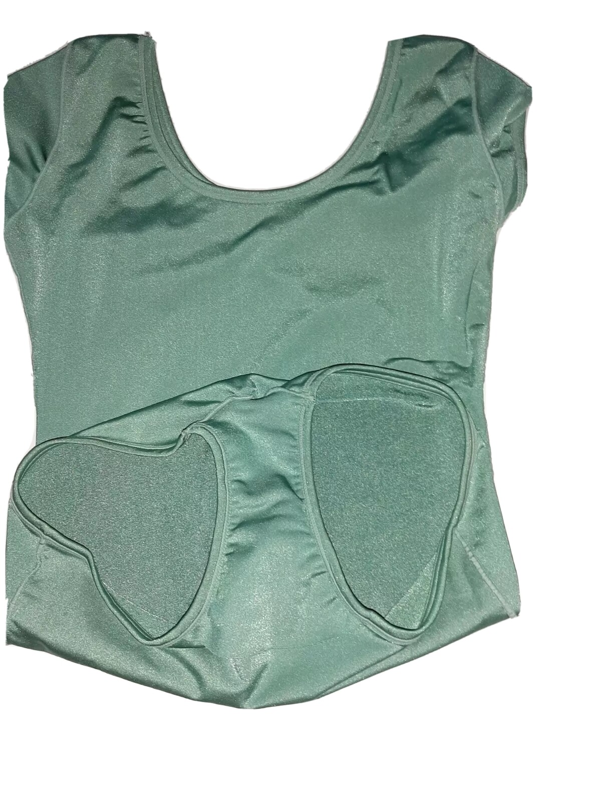 Vintage 80s Lady Nautilus Skin II Leotard Green Shiny Spandex Cap Sleeve Average