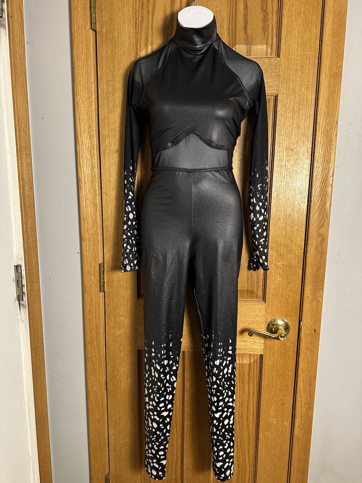 Weissman Elite Animal Contemporary Lustre Black Unitard Dance Costume 14920 XSA