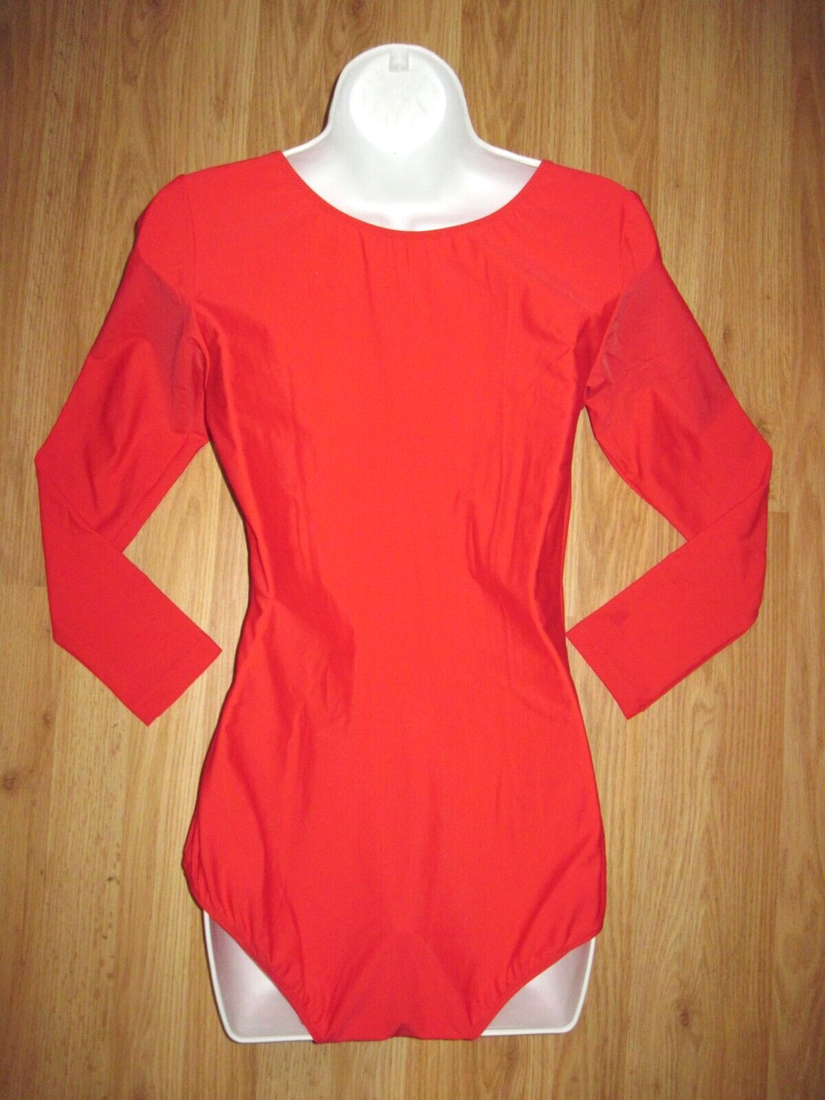 Plus Size Shiny Red Spandex Long Sleeve Scoop Neck Leotard Size 2XL New