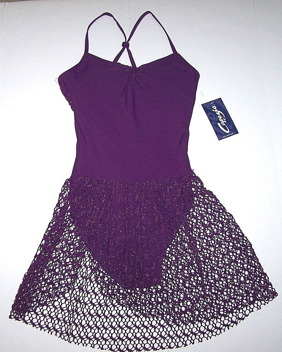 Capezio Camisole Dress Jacquard Skirt Leotard Bodysuit 10188 Purple New Women