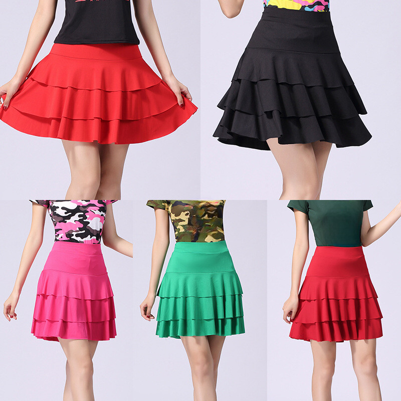 Lady Mini Dance Skirt Layered Tiered Dancewear Performance with Underpants skirt