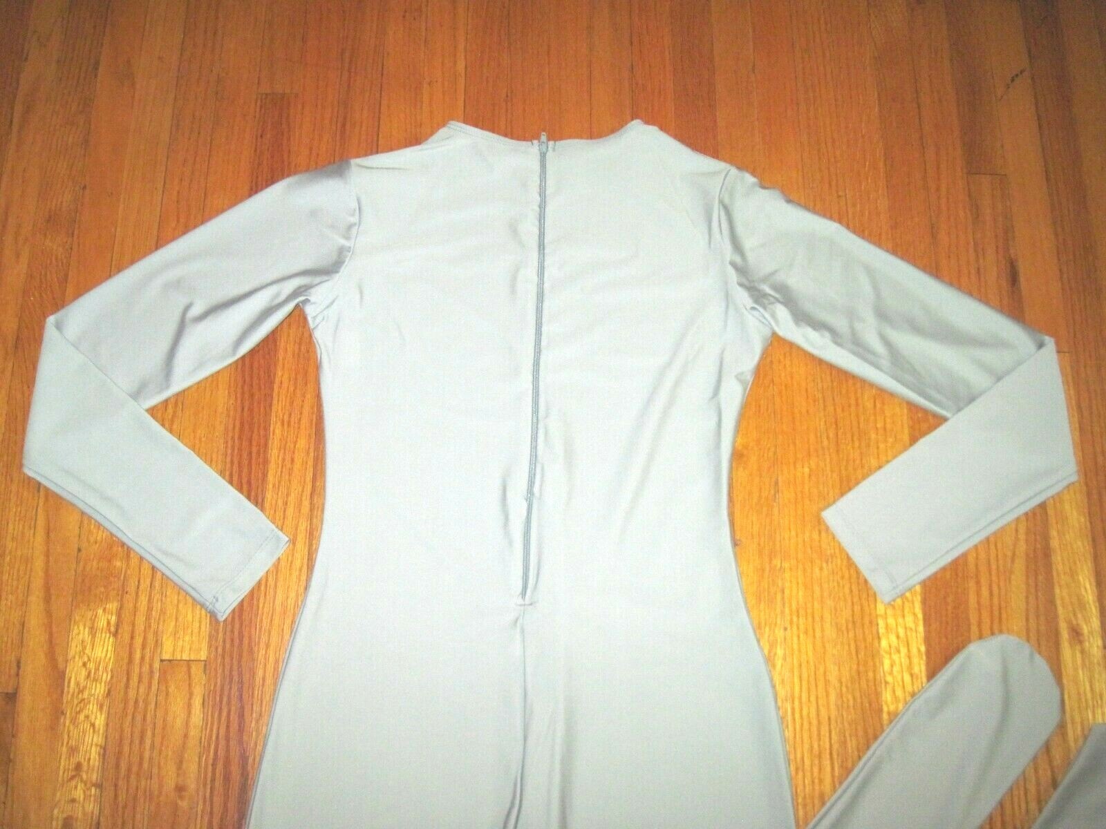 Plus Size Shiny Gray Long Sleeve Crew Neck Footed Unitard Jumpsuit 2XL-16-18 New