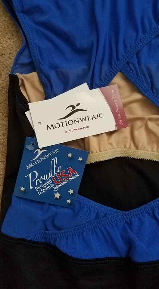 Women’s Blue and Black Mesh Wrap Back Tank Leotard – Large, + Free Tights