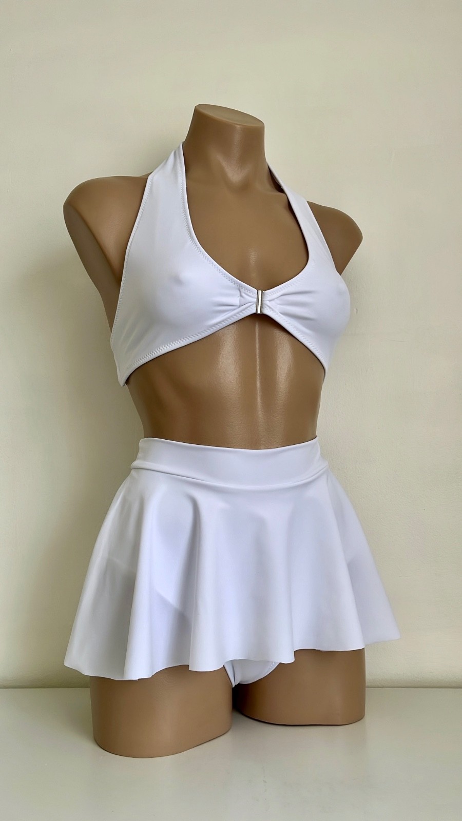 Schminke👙dance wear pole-dance skirt with briefs + halter top front clasp