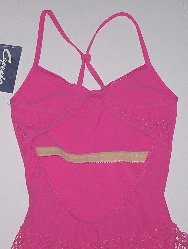 Capezio Camisole Dress Jacquard Skirt Leotard Bodysuit 10188 Pink New Nwt Women
