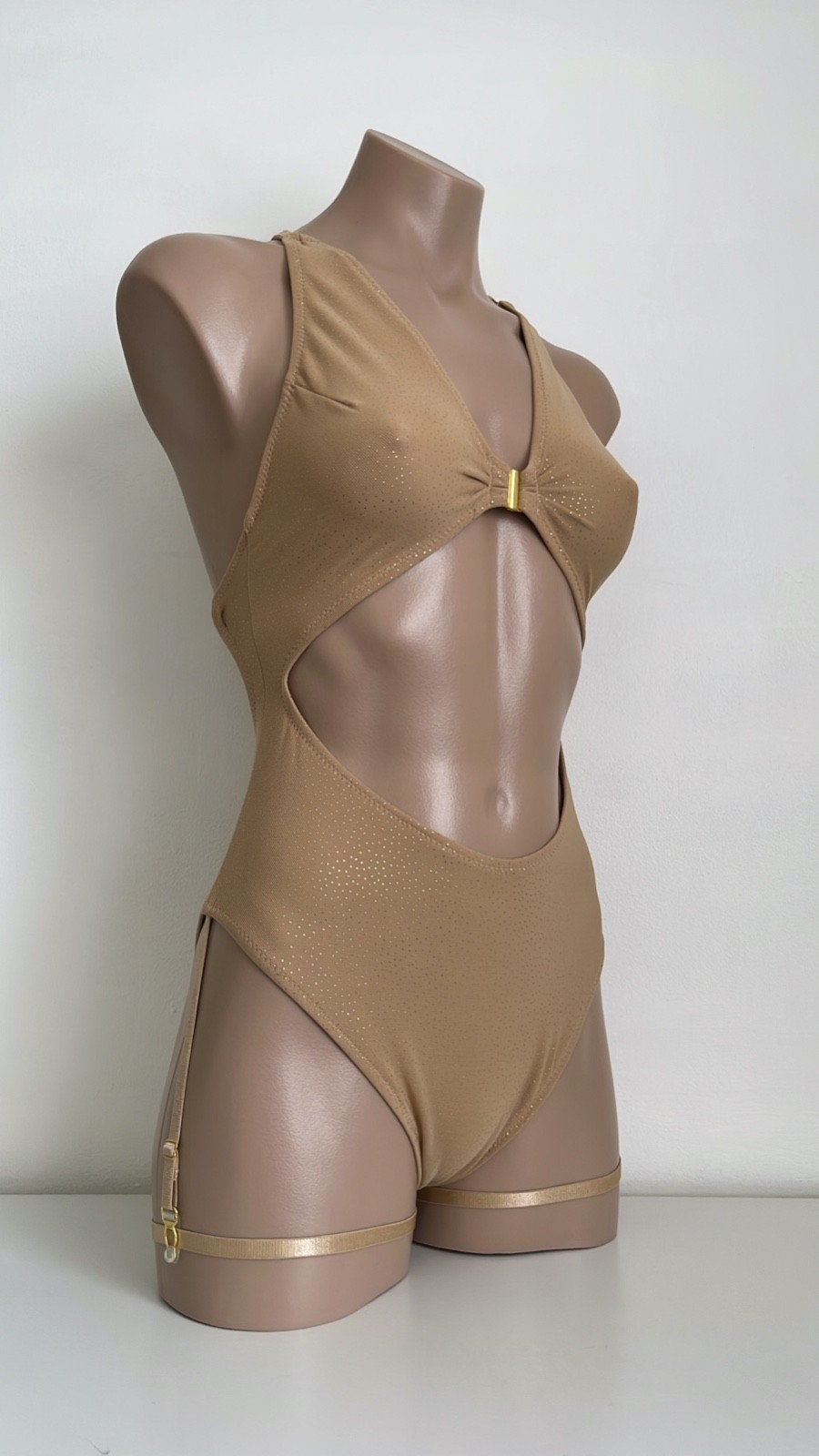 Schminke 🔥 dance wear nude mesh sparkle bodysuit monokini pole-wear one-piece