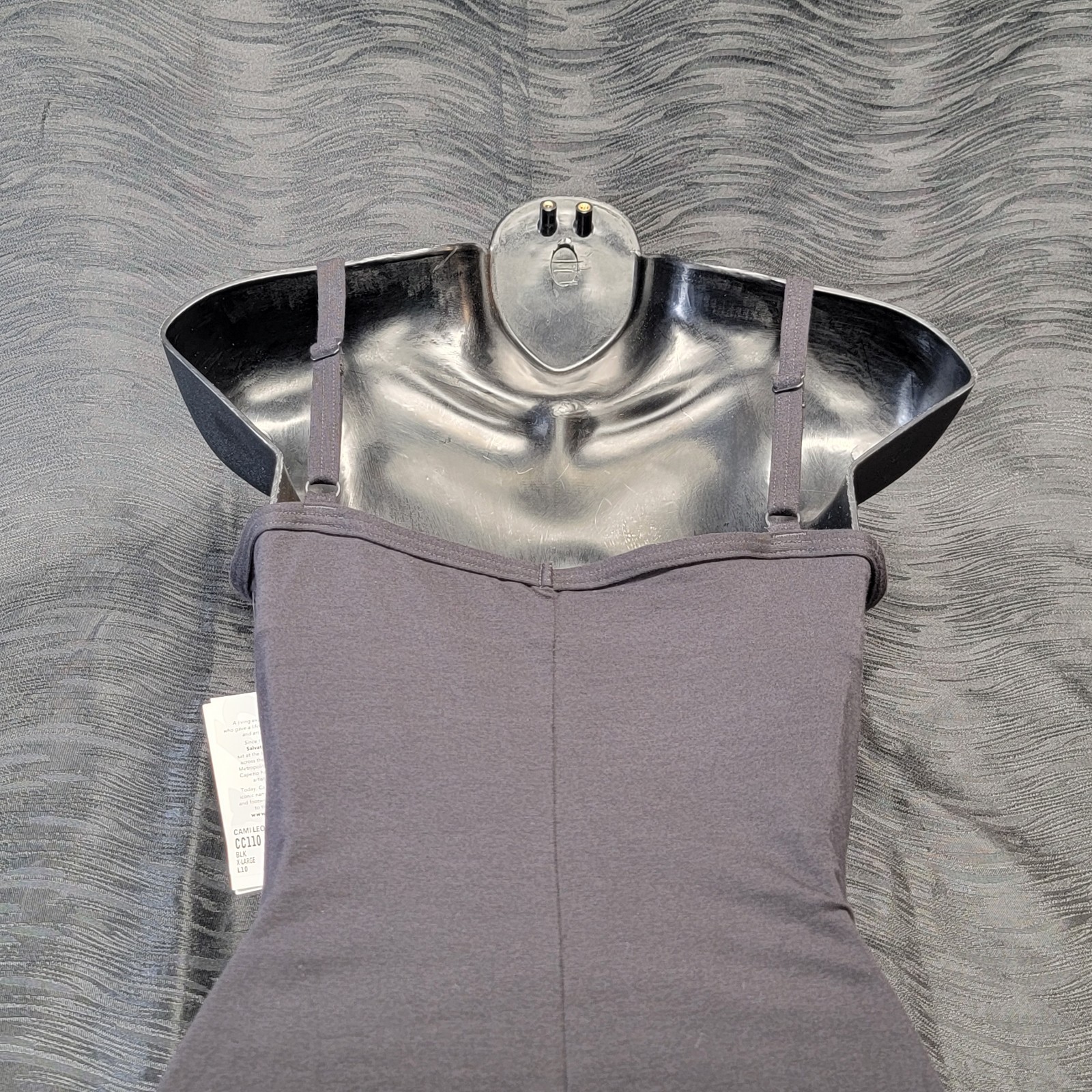 Capezio Camisole Leotard BraTek Black Scoop Front Neckline Straight Back SZ XL-A