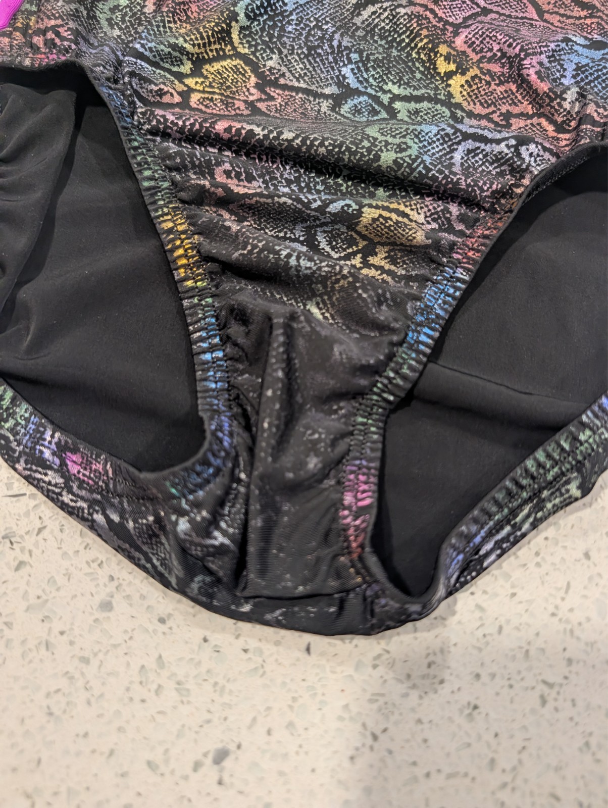 GK Elite AS Small Gymnastics Dance Leotard RAINBOW Reptile SNAKESKIN Holographic