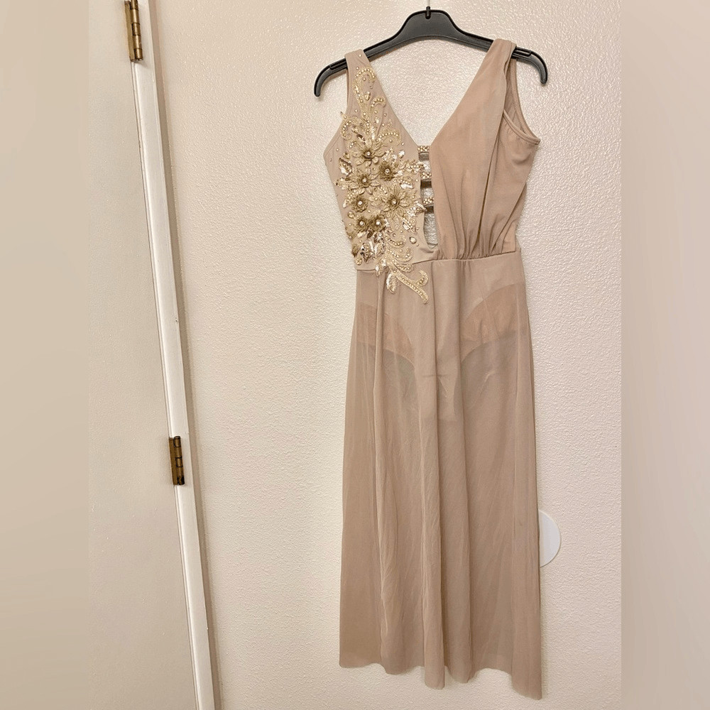 Tenth House solo custom 2 Die 4 Dance costume mauve tan maxi EPIPHANY TD23416 SA