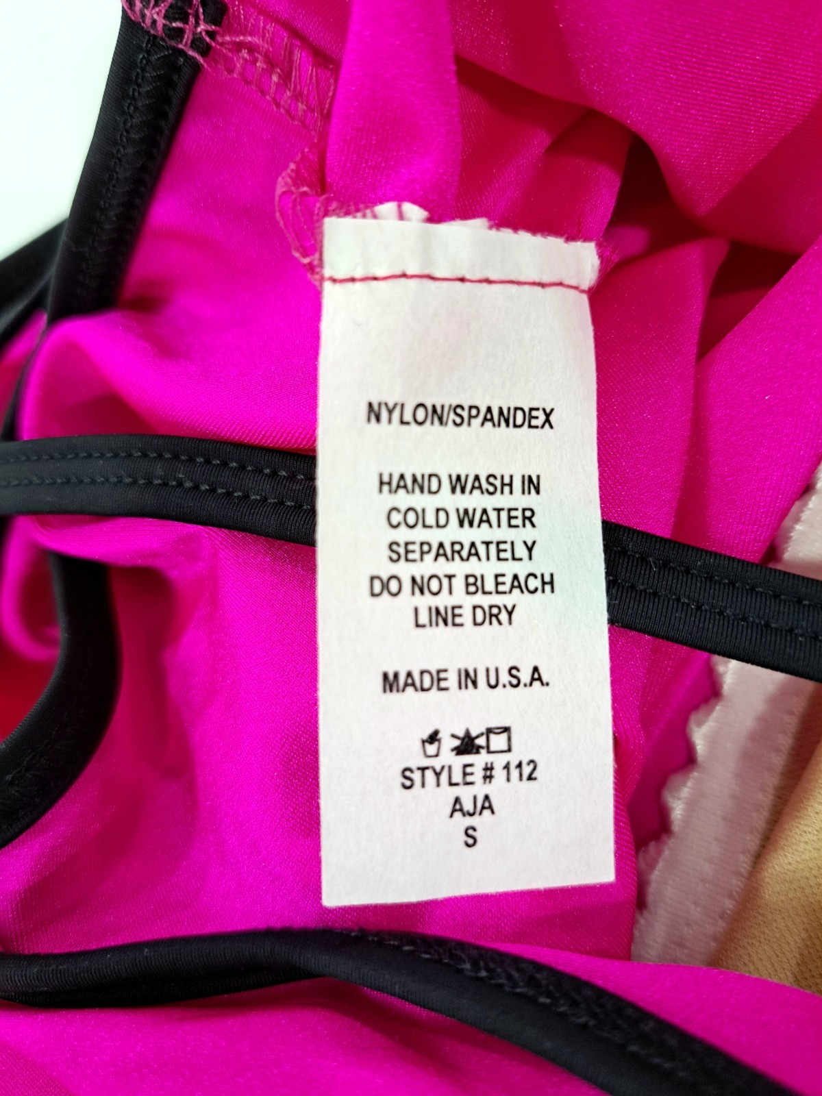 Aja VTG Hot Pink Side Cutout Keyhole Strappy Leotard Coolmax Bra Liner Size AS
