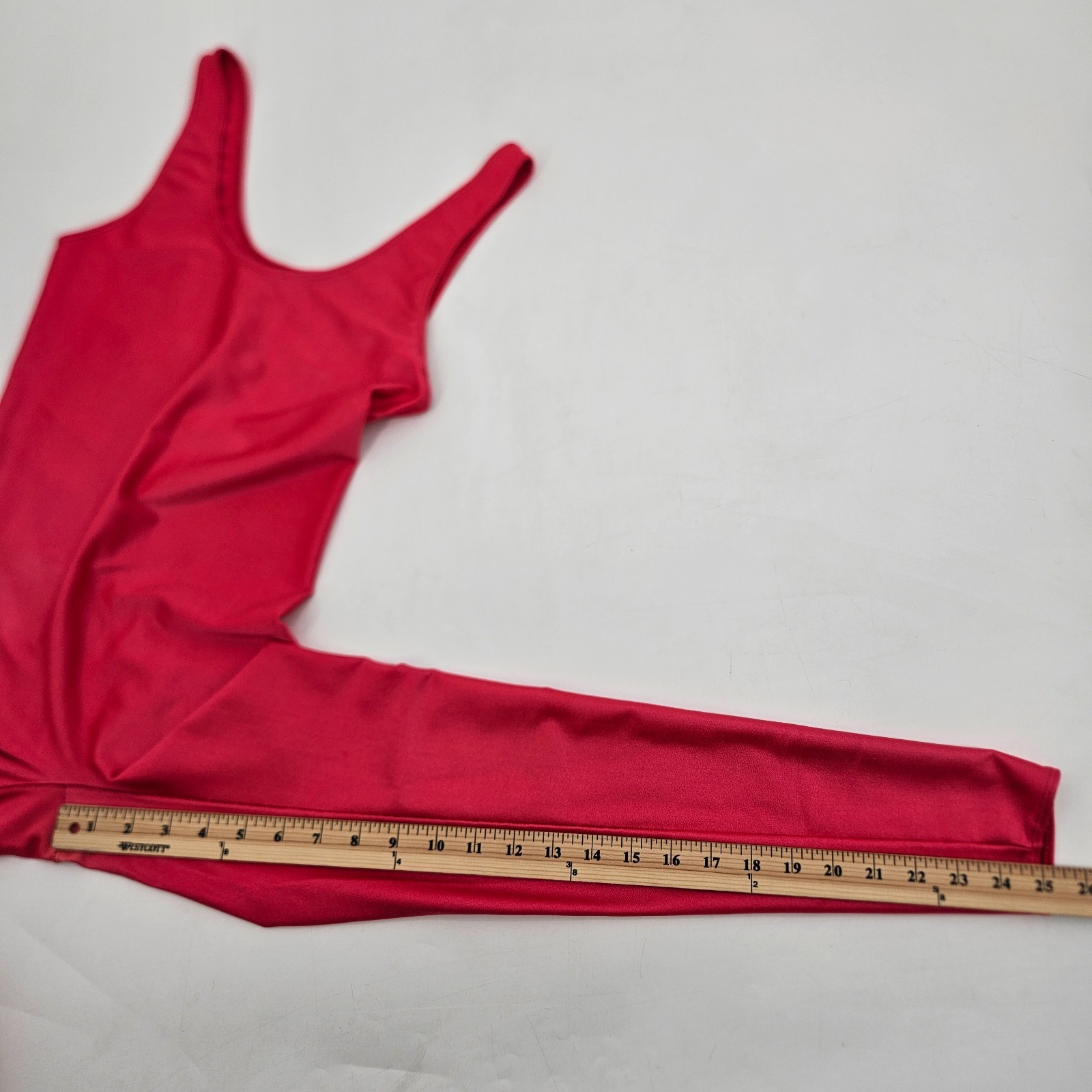 Vintage THE BODY CO. Shiny Jumpsuit Bodysuit Large Red Nylon Spandex Unitard