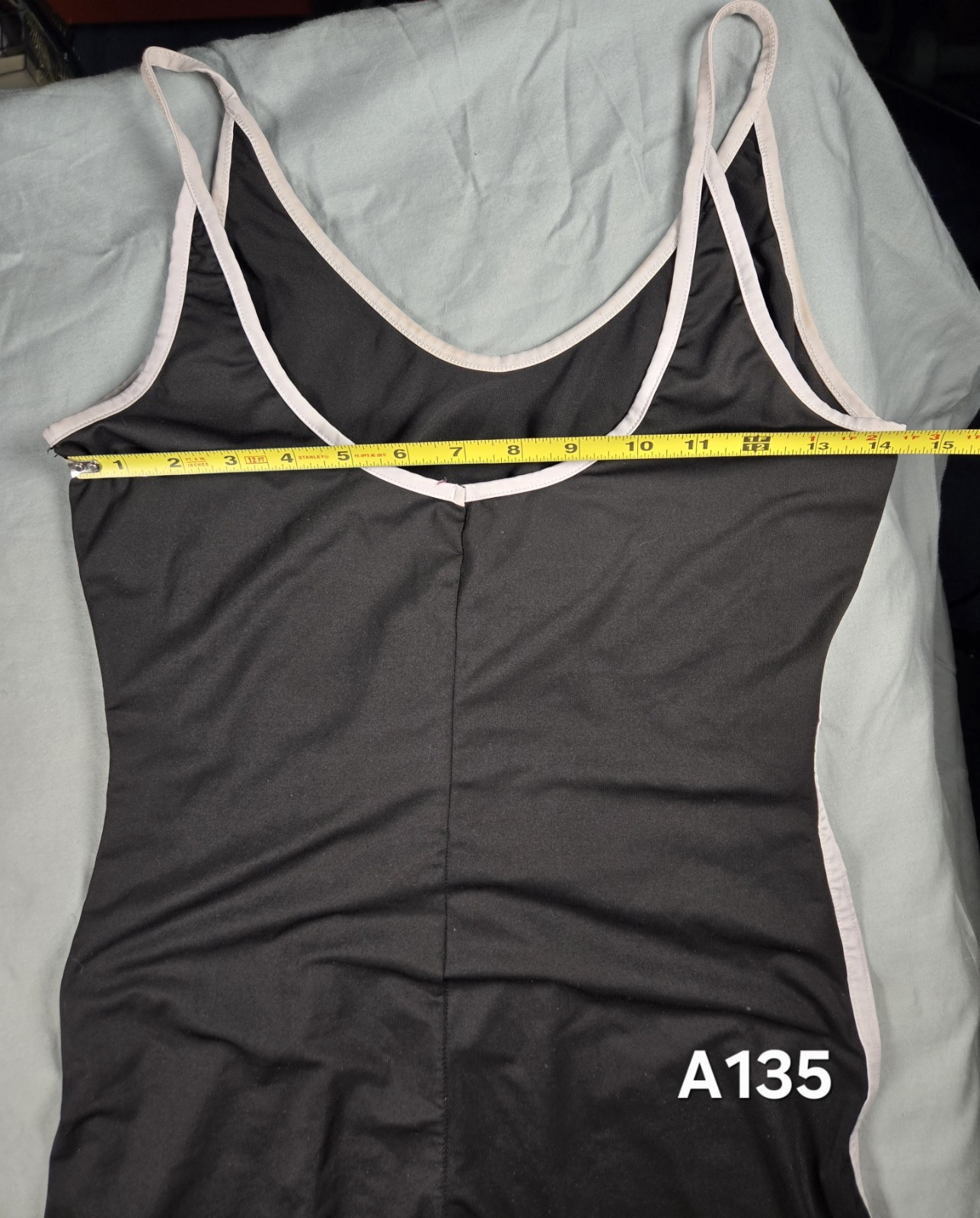Women’s Black Full-Length Dance Unitard Jumpsuit Trim Spaghetti Straps Bodysuit