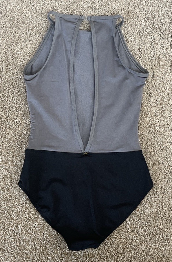 Mariia Crown Women’s Black/grey Color block Keyhole Back Leotard XS