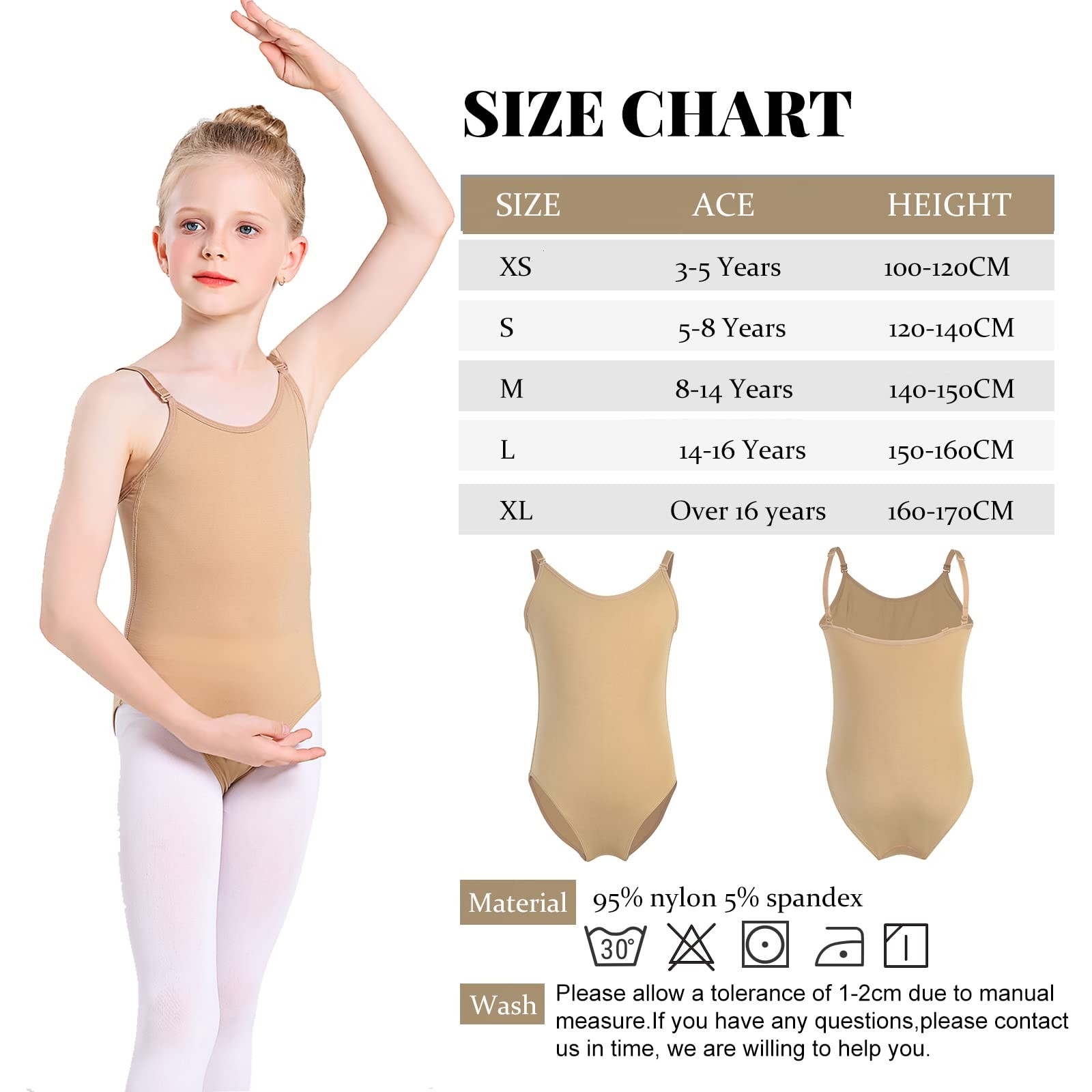 Monbessi Girls Ballet Dance Nude XS (Height: 100-120 cm, 3-5 Years),