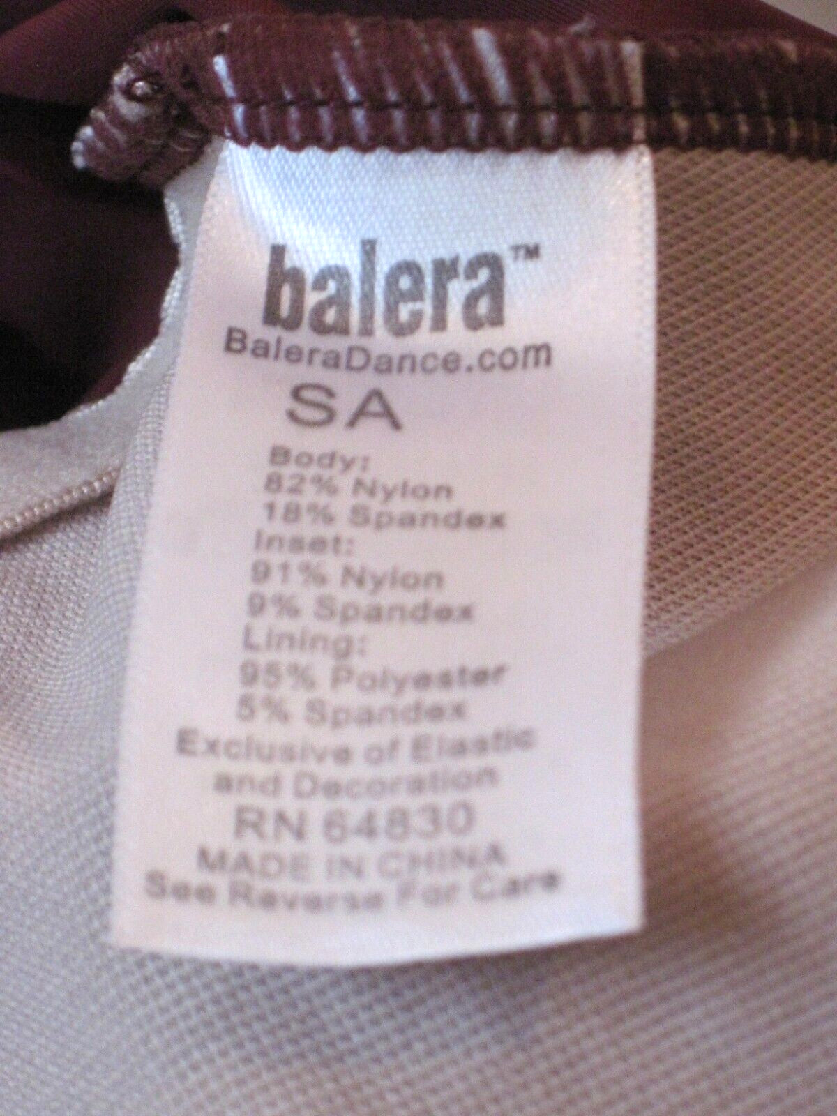 Ballera Shiny Maroon Mesh Sleeveless Leotard Mock Neck Leotard Size Small New