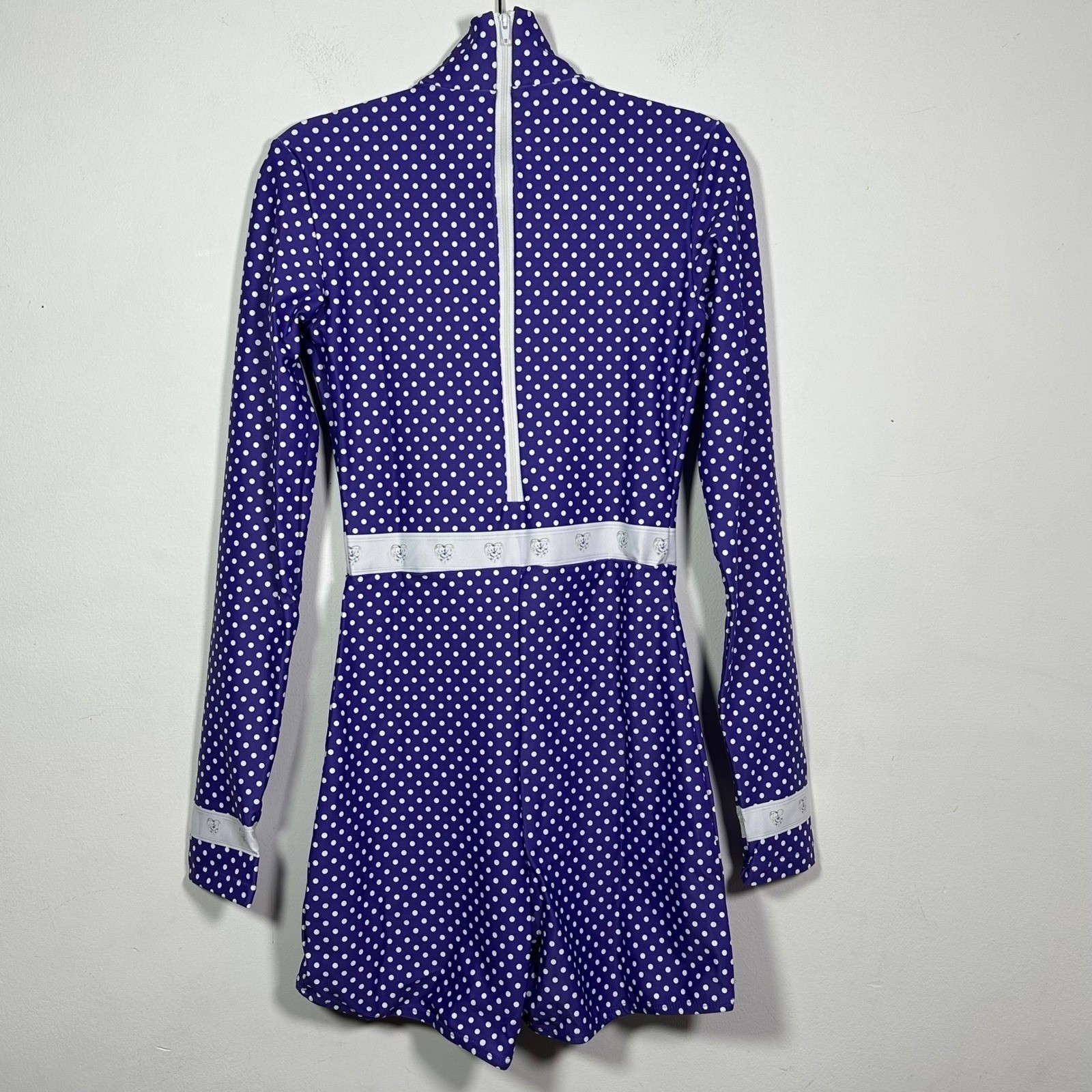Alexandra collection Purple Polka Dot Western Trompe L’oeil Leotard Adult XS