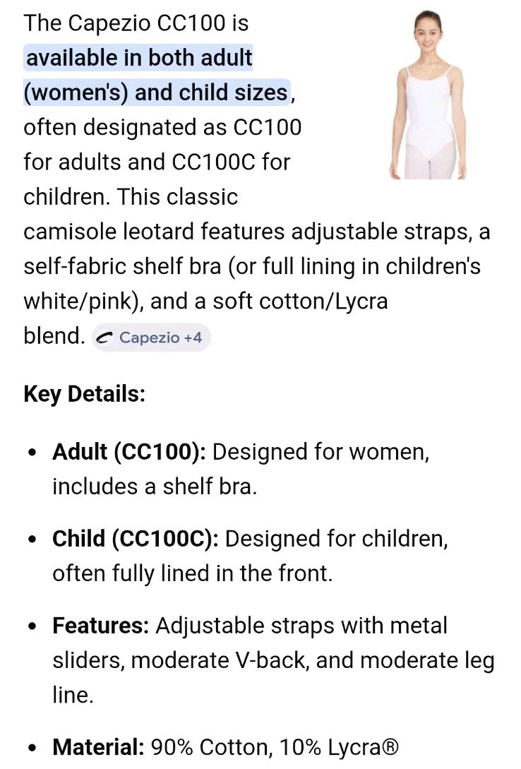 Pink Capezio Camisole Leotard w/ Adjustable Straps CC100 Large E24 NWT