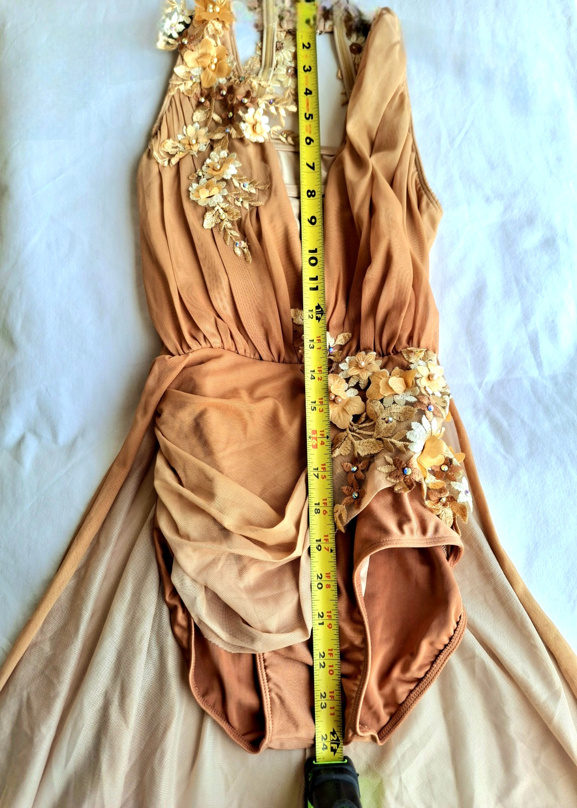 Adult Glamour Costumes XSA Lyrical Dance Solo Costume Embellished Appliqué