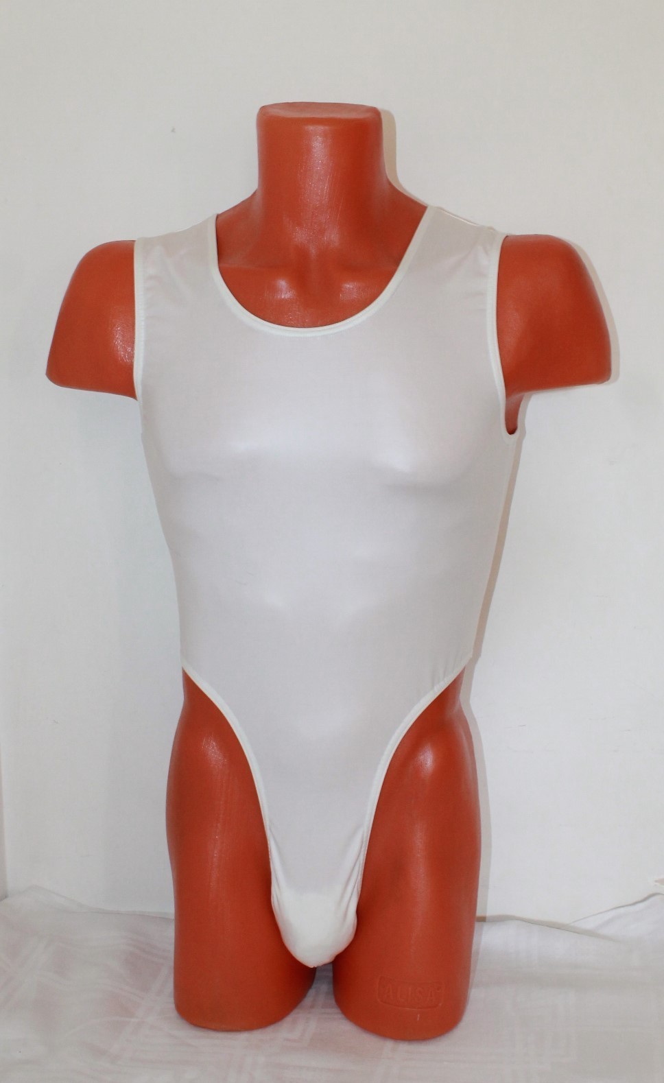 Men Thong Leotard 150-03 White Spandex Size S
