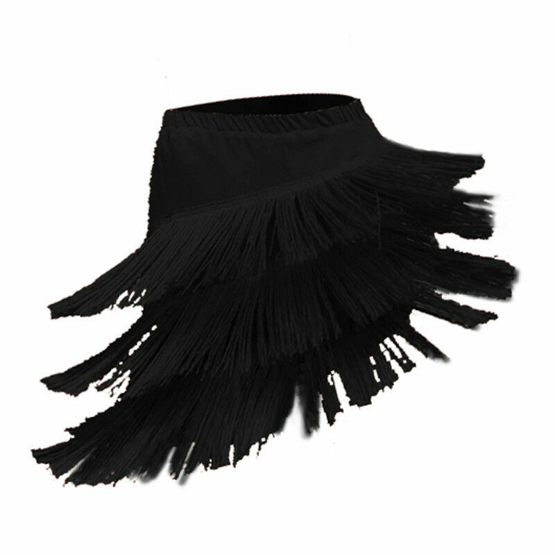 Ladies Latin Tassel Fringe Skirt Dancewear Samba Salsa Dance Dress Ballroom Mini