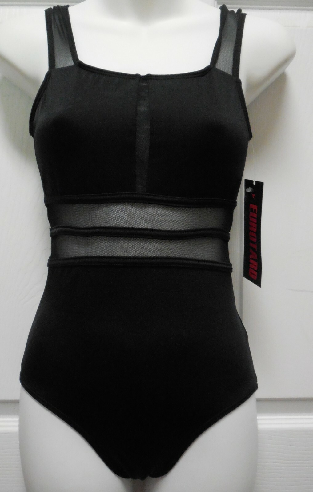 Black Mesh Tank Leotard EUROTARD Dance Ladies Medium Adult 59899 NWT