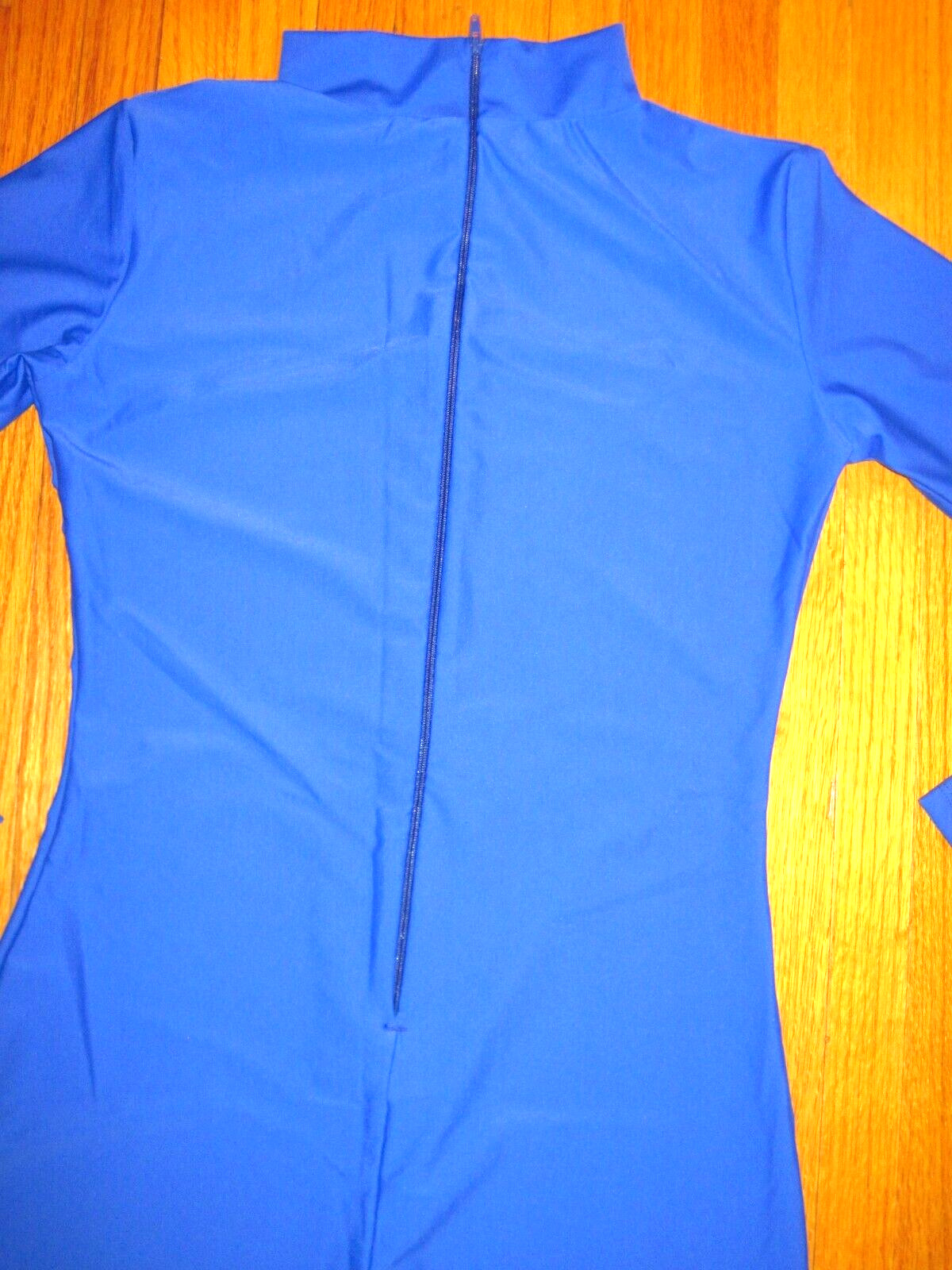 Plus Size Shiny Royal Blue Long Sleeve T Neck Footed Unitard Size 2XL-16-18 New