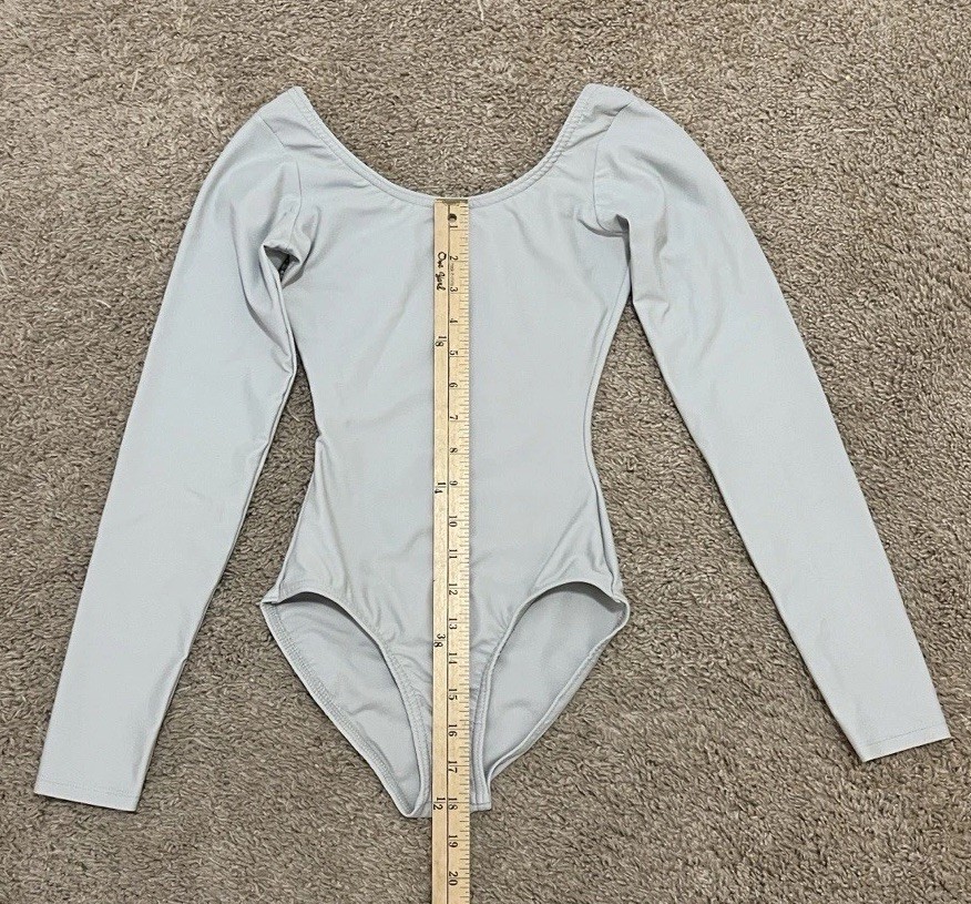 Leveret Women’s Long Sleeve Dance, Ballet, Gymnastics Leotard, Dove Grey, XS