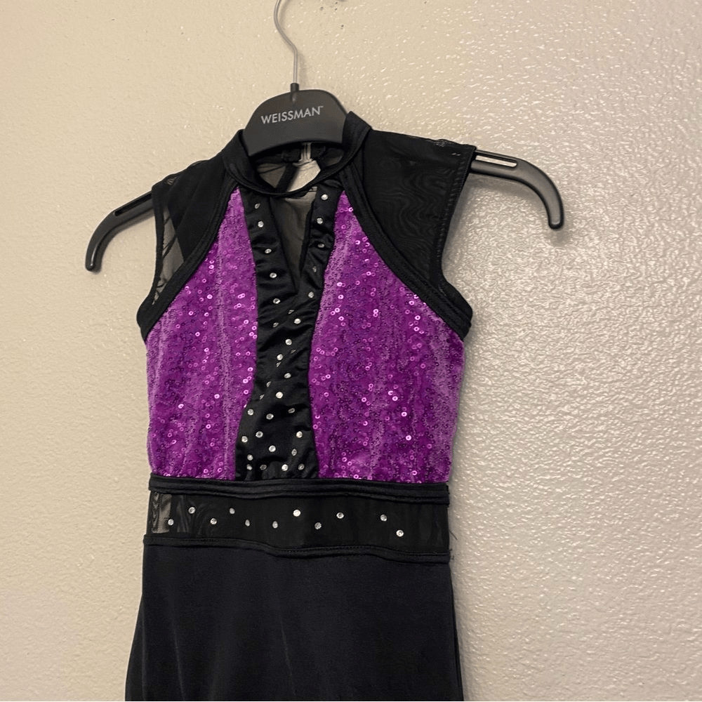 WEISSMAN Dance Costume unitard black purple Cold Heart Snake jazz acro 14693 SA