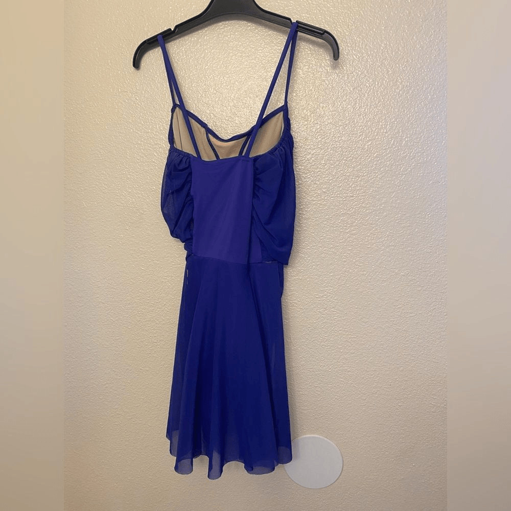 Weissman Balera Dance Costume royal blue Mesh Dress D13010 LA-Large adult