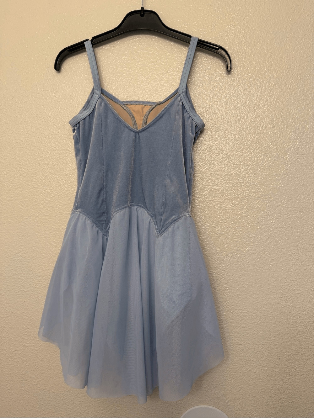WEISSMAN solo Dance Costume light blue velvet rhinestone custom 17684 SA