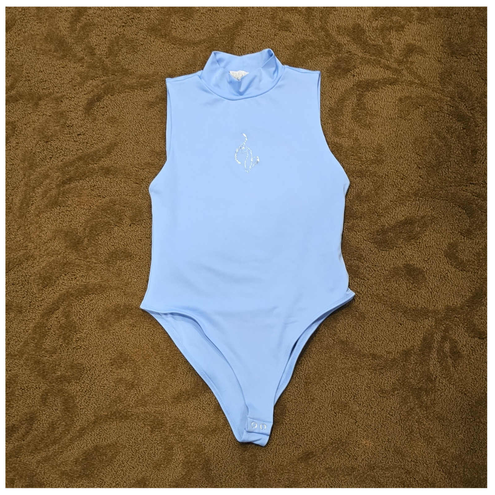 Baby Phat x Forever 21 Women’s Blue Solid Sleeveless Mock Neck Leotard