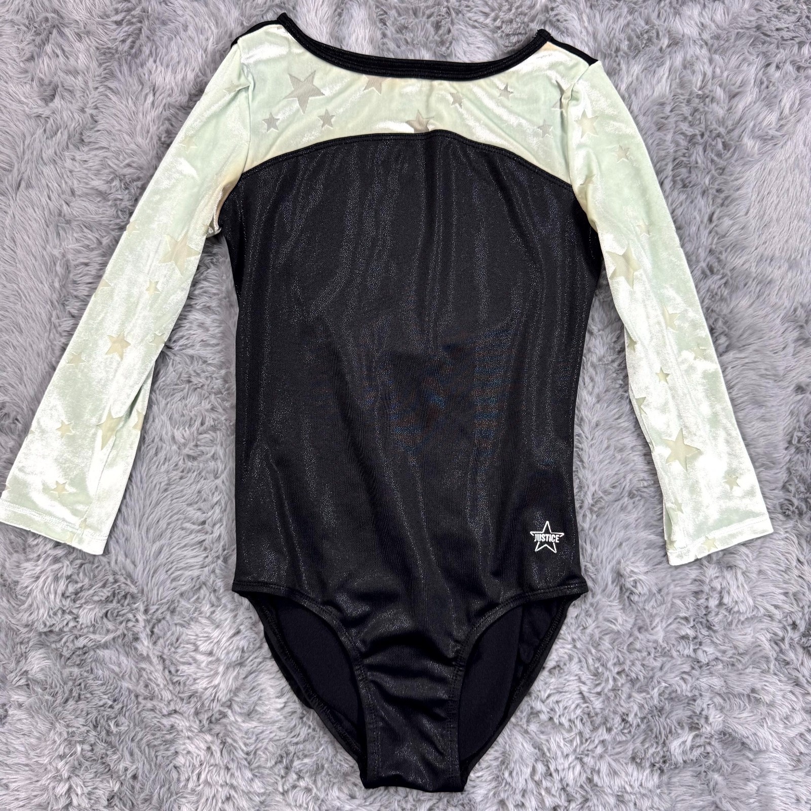 Justice Active Leotard Womens 10 Black Polyester Cheer Dancing Shimmer Stretch