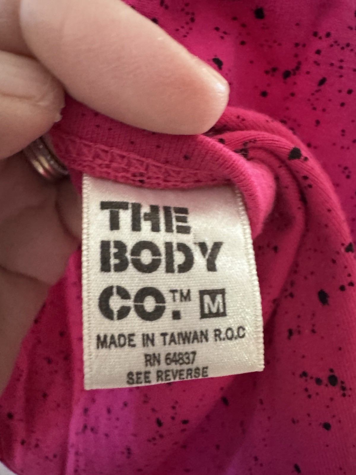 The Body Co Vintage Leotard fuchsia pink splatter pattern S/M vtg
